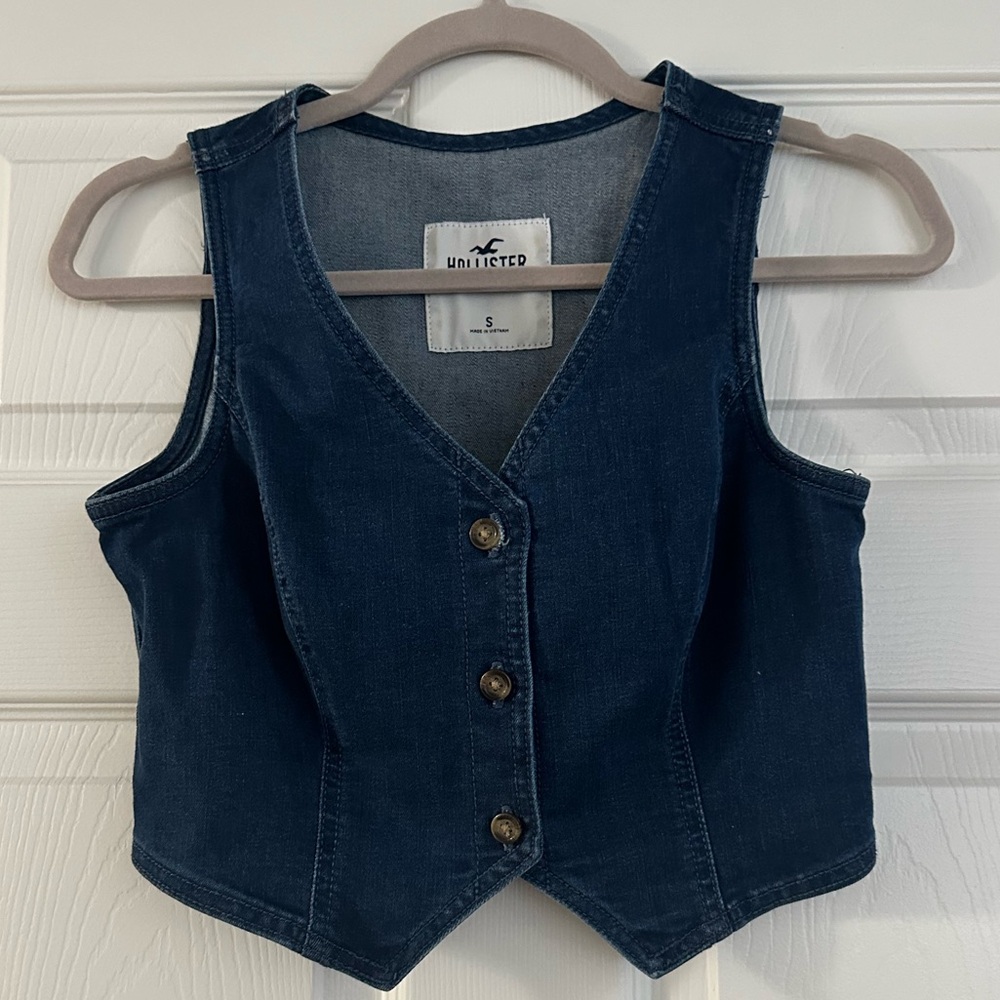Hollister Dark Blue Denim Vest